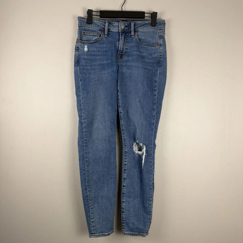 Gap Skinny Jeans Womens 27 (28x27) Blue Denim Mid-Rise Stretch Distressed Casual
